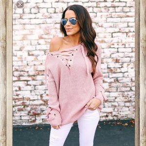 Lace up knit sweater